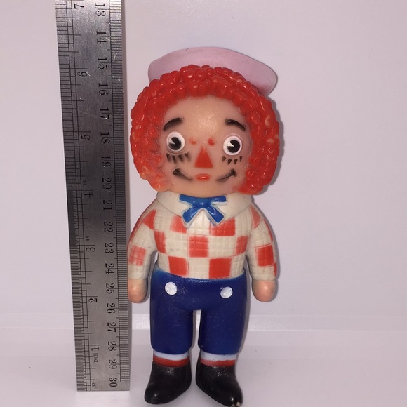 Vintage Raggedy Andy Squeaker Doll Toy 6” Plastic - Picture 9 of 9